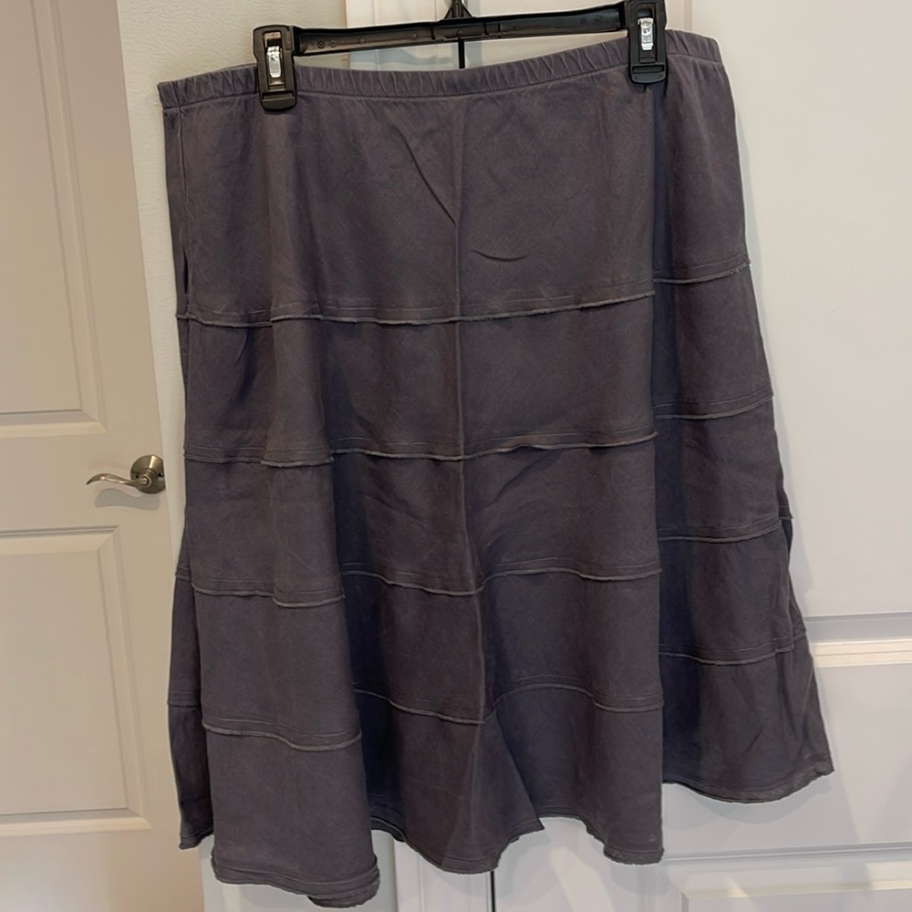 Soft Surroundings Gray Tiered Midi Skirt